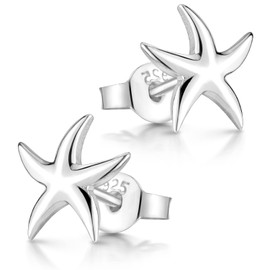 MATERIA by Matthias Wagner Starfish Stud Earrings Rose Gold Silver – Maritime Earrings Silver 925 Rhodium-Plated Gold-Plated, Sterling Silver