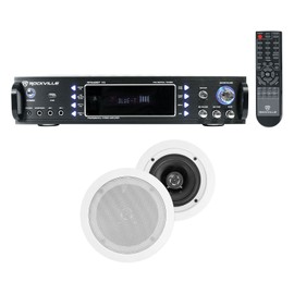 Universal Rockville Home Theater Bluetooth Receiver+(2) 5.25" White In-Ceiling Speakers