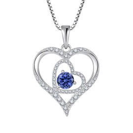Rocayi Love Heart Necklace for Women 925 Sterling Silver Tanzanite Necklace December Birthstone Pendant Necklace Dainty Jewelry for Women Wife Girlfriend Mother Daughter Christmas Birthday Mother's Day Gift
