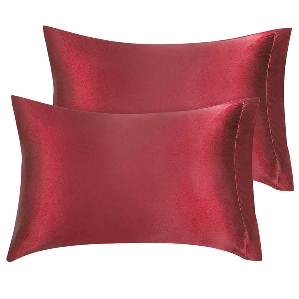 sourcing map Satin Pillowcases for Hair and Skin 2 Pack,