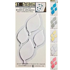Better Home 12 Leafs Shape Bathtub/Shower Appliques Safety Non Slip Treads, Latest Decoration Colors (White)