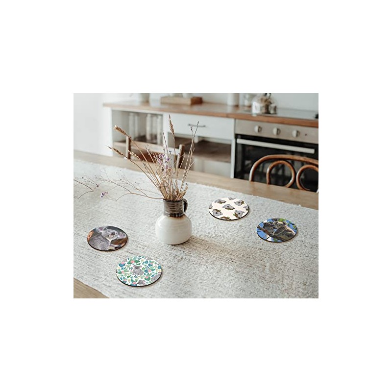 4 x Round Koala Bear Coasters - Animals Wild Women