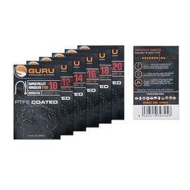 Guru Super Pellet Waggler (PTFE) Barbless Eyed Hooks: 16