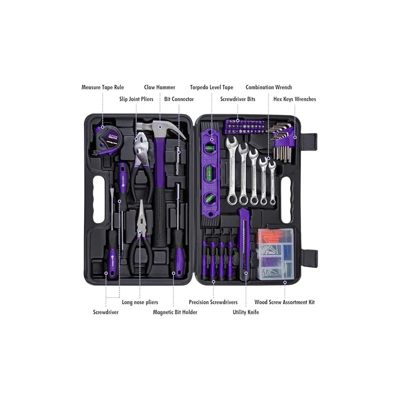CARTMAN 152-Piece Basic Household Hand Tool Set,with Toolbox Storage Case,