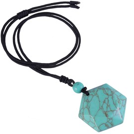 Nupuyai Star of David Hexagram Pendant Necklace for Women Men, Healing Crystal Amulet Stone Pendant with Adjustable Cord 18-28 Inches, Green Howlite Turquoise