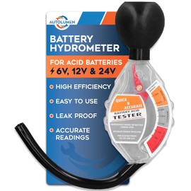 Autolumen Battery Hydrometer - Professional Battery Acid Tester for 6V, 12V, 24V Batteries, Accurately Measures Electrolyte Gravity for Vehicle Cell Health, Rapid Detection Tool for Maintenance