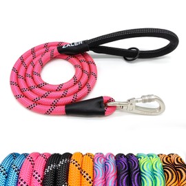 ZALER Rope Dog Leash, 4/5/6/10/15/20/30/50 Foot Reflective Dog Leashes with Carabiner, Heavy Duty Dog Lead for Large and Medium Dogs (4FT, Pink)