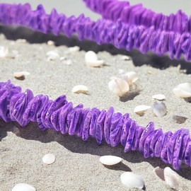BlueRica Purple Puka Shell Chips Necklace & Anklet Set
