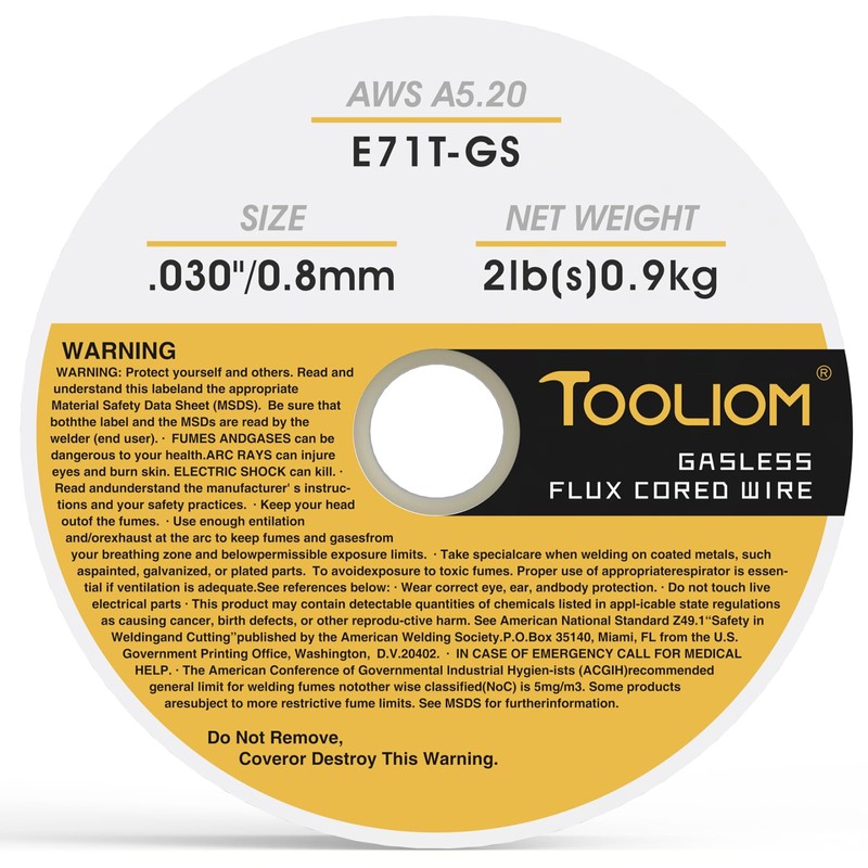 TOOLIOM E71T-GS .030" Diameter 2-Pound Spool Flux Core Self-shielded Carbon