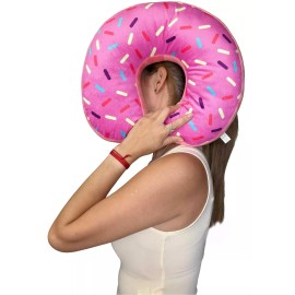 Pink Donut Travel Neck Pillow Road Airplane Trips, Side Sleeping 14 In,Thick, so