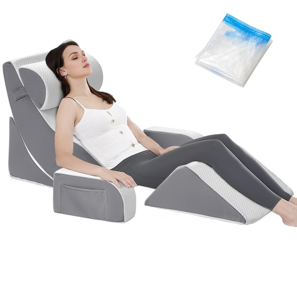 YEERSWAG Bed Wedge Pillow Set for Post Surgery, Memory Foam