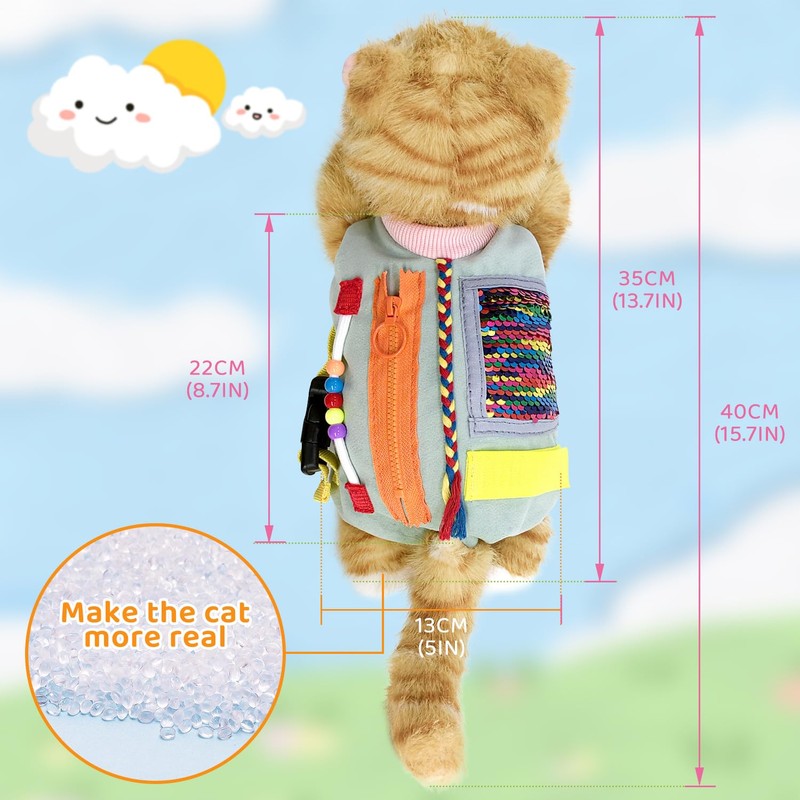 Fidget Blanket with Cat for Elderly with Dementia, Fidget Blanket