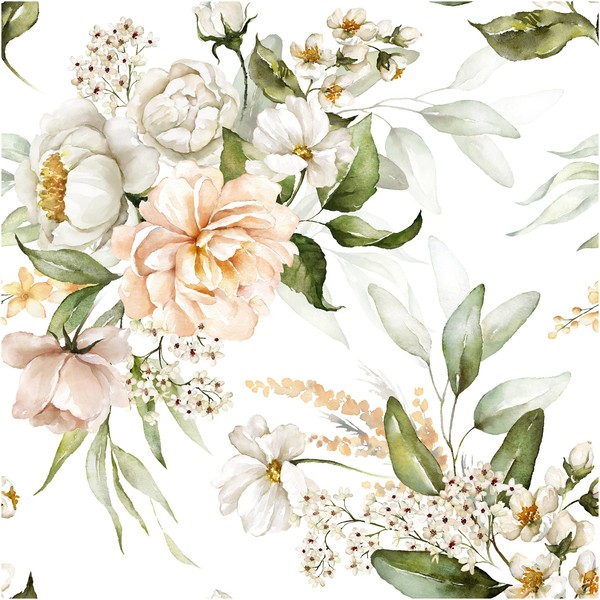 Blooming Wall DPY53P Removable Watercolor Boho Fresh Leaves Textured Peel