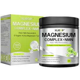 Suplemento complejo de magnesio para mujeres y hombres 17 en 1 con NMN, TMG, resveratrol, PQQ y vitamina B6, sueño y relajación, sistema nervioso, niv