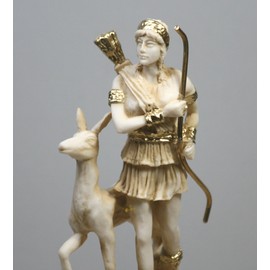 Griechische römische Göttin Artemis Diana Alabaster Statue Skulptur Figur bunt 16 cm