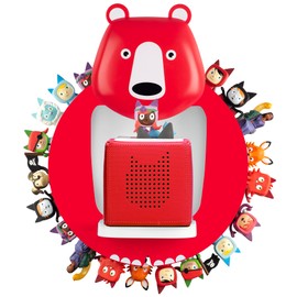 Tnvodejo for Toniebox Creative Bear Children's Magnetic Floating Shelf and for Tonies for 30-48 Figures - Wall Shelf for The Music Box - for Playing and Collecting - for Children's Baby Rooms (Red)