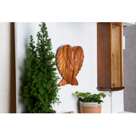 Windalf Angel Decor Wooden Picture Wall Relief Amanda 22 cm Angel Wings Wooden Ornament Bohemian Wall Object Handmade Wood