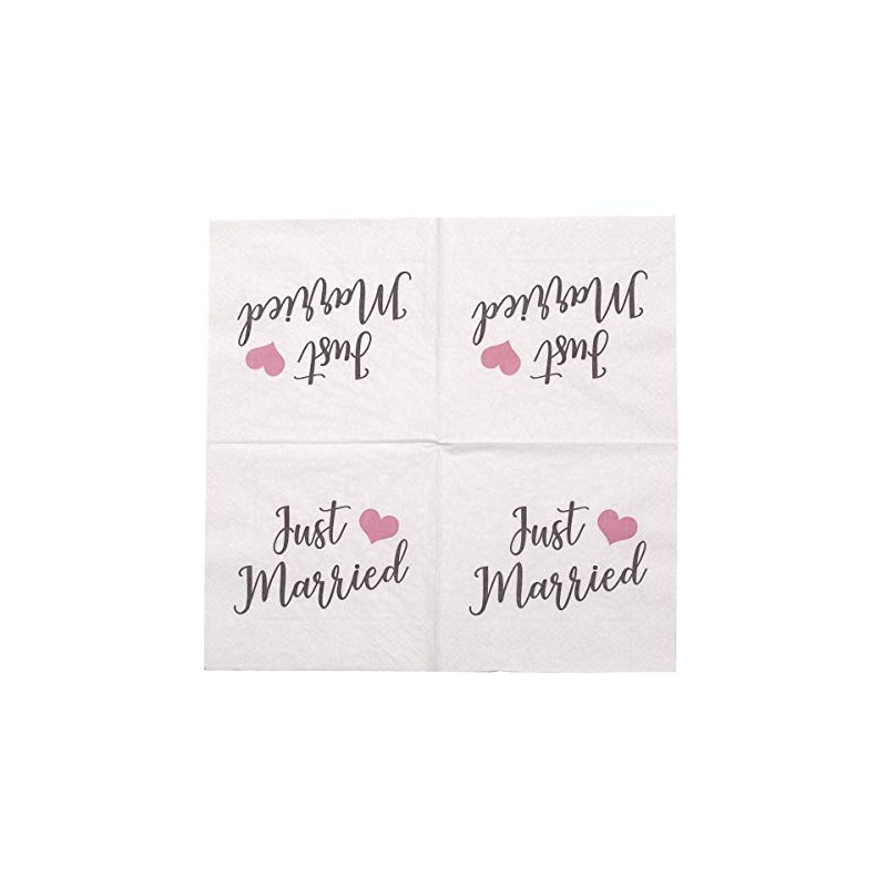 20 Napkins 'Just Married' 33 x 33 cm – Taupe