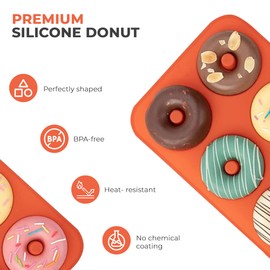 ABAM Premium Silicone 3.5 inch Donut Pan 3-Pack of Non-Stick Food Grade Silicone baking mold with 18 donut molds of Bagel Making Tray perfect for Microwave, Freezer & Dishwasher safe.