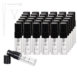 Beomeen 36Pcs 3ML Clear Glass Perfume Travel Refillable Spray Bottles, Mini Perfume Bottle Empty, Portable Cologne Atomizer Sprayer Travel Size Containers Refill Bottles Kit for Toiletries Dispenser