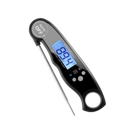 GordonChann Instant Read Meat Thermometer Waterproof Thermometer with Large Backlit LCD Calibration and Backlight Functions Thermometer for BBQ. Meat. Tea. Milk. Soup. (Black)