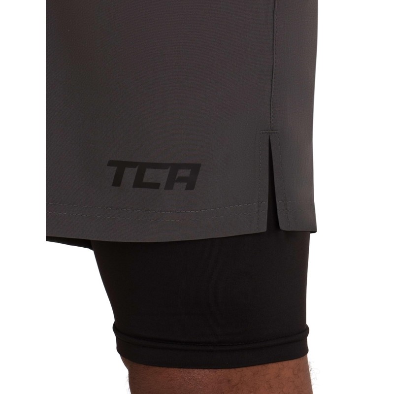 TCA Men's Ultra Running Shorts, 2-in-1 with Inner Compression Shorts