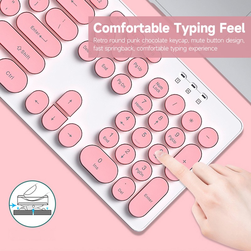 T-WOLF TF770 2.4G Wireless Keyboard Mouse Combo Punk Round Keycap