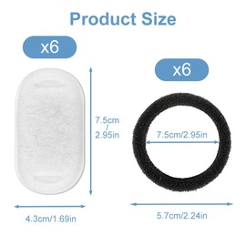 Alaoo Cat Water Fountain Filters, 6 Pcs Pet Water Fountain Filters, Activated Carbon Filter & Black Foam Filter, Pet Water Fountain Filter Replacement Sponges for 3.2L/2L Dog Cat Water Fountain