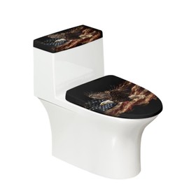 KUIFORTI Eagle Toilet Tank Lid Cover Set 2 Pack American Flag Toilet Seat Cover Fits Most Size Toilet Tanks & Lids, Soft for Bathroom Memorial Day Decor Easy to Clean