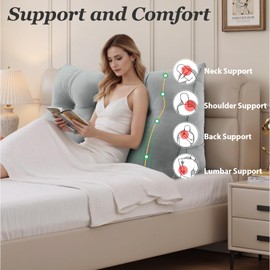 Novelledo Wedge Pillow Headboard,Bed Wedge Pillow for Headboard, Headboard Pillow Queen,Back Support Cushion for Sitting up in Bed - Features Removable Washable Cover（Black,Size：39x8x20 in）