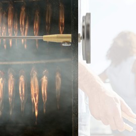 Lantelme Smoker Oven Thermometer 120 °C Degree Stainless Steel with 30 cm Probe for Smoker Cabinet Smoking Barrel Smoking Thermometer Analogue as Accessories for Wood Gas Electric Grill Fish and Meat