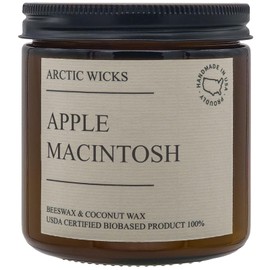 Arctic Wicks Handcrafted Candles | Non Toxic Coconut Beeswax Candles 16oz Double Wick | 100% USDA Certified Biobased, Handmade, Premium Waxes, Non-Toxic (Apple Macintosh, 16oz Amber Jar)
