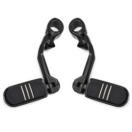 Long Angled Steamliner Highway Pegs and Mount Kit Fit for Harley Touring Street Glide Road Glide Road King Electra Glide Dyna Sportster with 1 1/4 inch Highway Bar