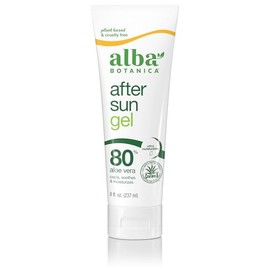 Alba Botanica Aloe Vera Gel for Skin, Cooling After Sun Treatment for Face and Body, Made with Purity Certified 80% Aloe Vera Gel Formula, 8 fl. oz. Tube (Packaging May Vary)