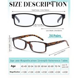 Umigy 24 Pack Reading Glasses Bulk Reading Glasses Men Women Readers Glasses Spring Hinges Glasses Lightweight Eyeglasses (Assorted Color,2.5x)