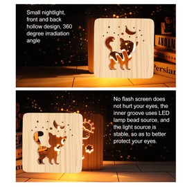 Dekorative Nachtlichter für , Katze Holz 3D LED-Licht Nachtlichter Hohlmuster Dekorative LED-Lampe für Schlafzimmer Tischlicht