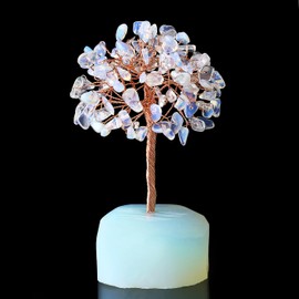 XIANNVXI Opal Tree Opalite Crystal Tree of Life Healing Crystal Gifts Tumbled Gemstones Tree with Stone Base Reiki Feng Shui Lucky Tree Crystal Gifts