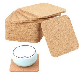 16 PCS 3 mm Cork Coasters, Cork Coaster, Cork Mat, Wooden Coasters, Cork Mats Thick Wooden Cork Coasters Absorbent Square Cork Drink Coasters Mats 4 X 4 Inch Cork Coasters