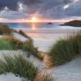 ArtEco Designs Birthday/Blank Photographic Card for Men/Women - General Male/Female Card - Sunrise at Crantock Beach, Cornwall - Eco-Friendly & Recyclable - Made in the UK