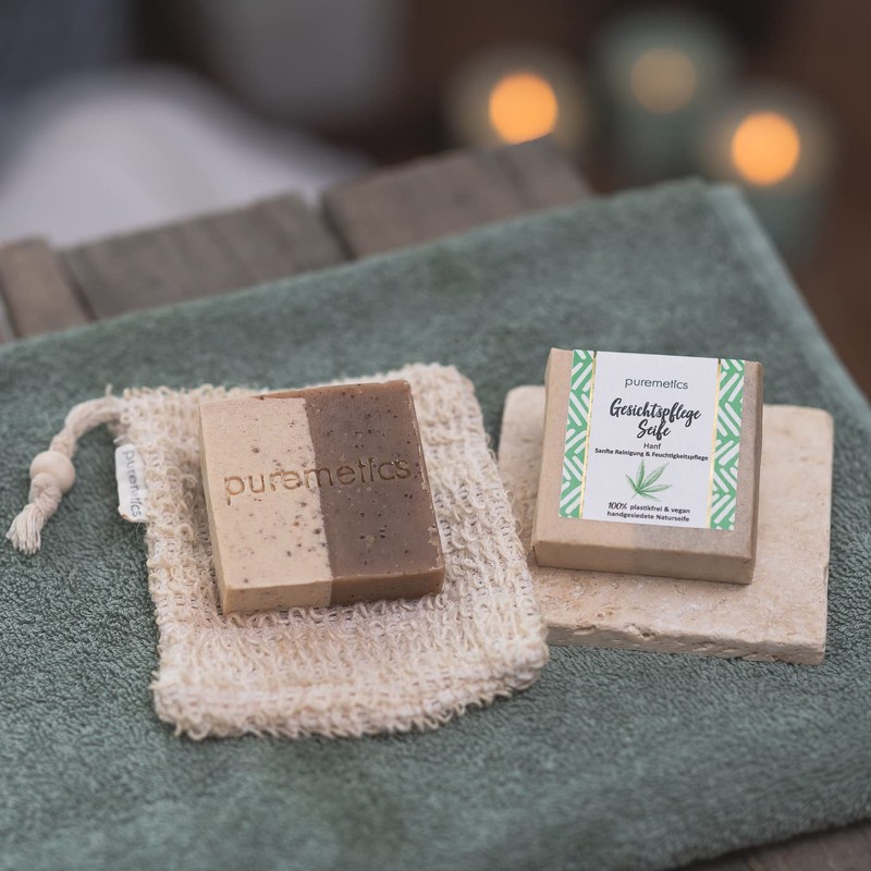 puremetics Gesichtspflegeseife 'Hanf' | Zero Waste, plastikfrei und vegan |
