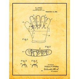 Baseball Glove Patent Print Golden Look with Border (24" x 30") M12754