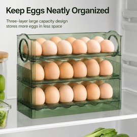 Large Egg Storage Box for Refrigerator – Transparent Egg Organizer Container with Space-Saving Design for Kitchen Storage