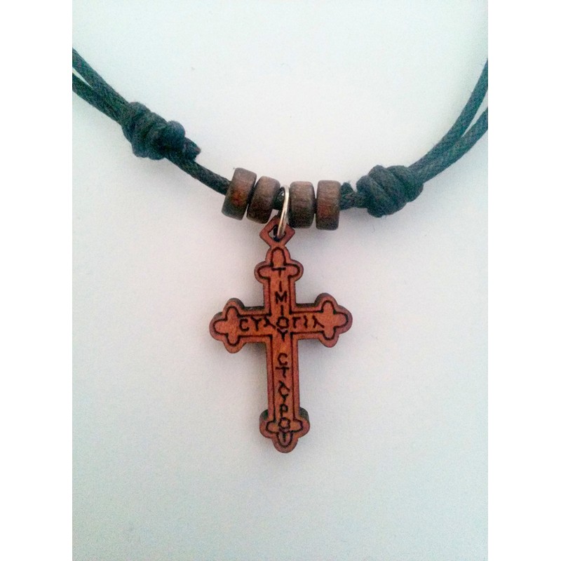 Christian-orthodoxe griechisch Religiöse Anhänger Halskette mit Holz Kreuz – Kruzifix/5