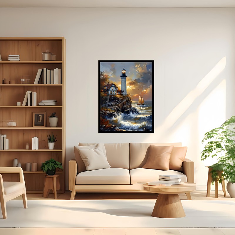 5D Diamond Painting for Adults, Beach Lighthouse Diamond Art for