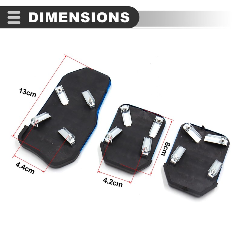 Motoforti Universal Pedal Pad Set, Plastic & Metal, Blue, 1