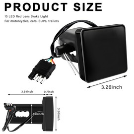 MUQIDA 15 LED Brake Light Trailer Hitch Cover, Super Bright Automotive Lens Square Tail Light, Waterproof Tow Hitch Brake Turn Lights Universal Fit 2" Receiver, Car Accessories