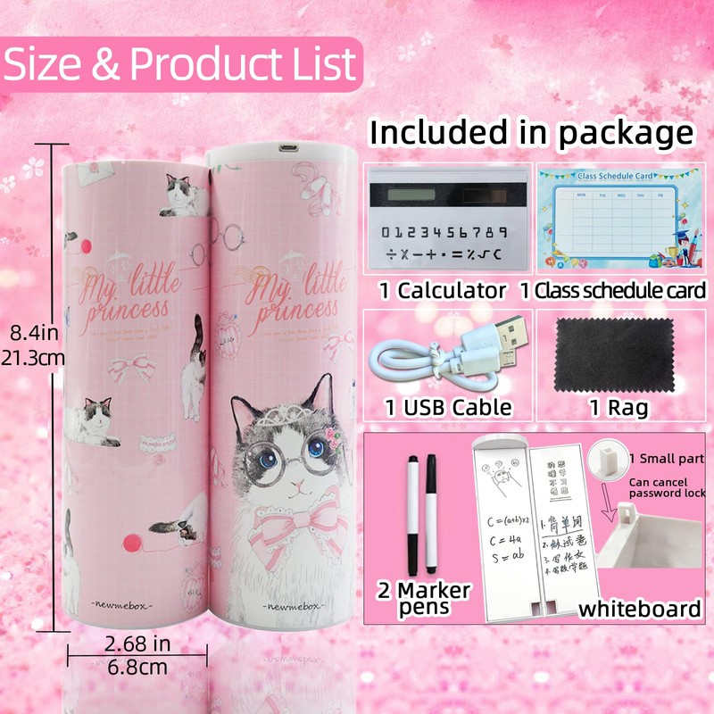 NBX NewmeBox Pencil Box with Lock, Cute and Kawaii Pencil