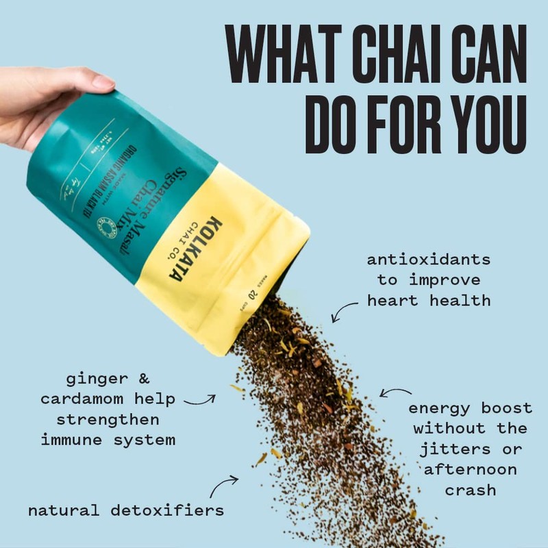 Kolkata Chai Decaf Masala Chai mix, Makes 20 cups, Premium