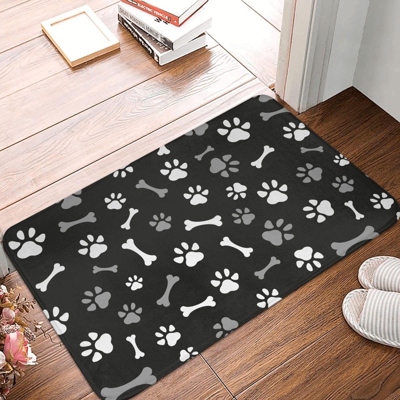 Jbofyee Dog Paws and Bones Bath Mat 24x16 Inch Non-Slip