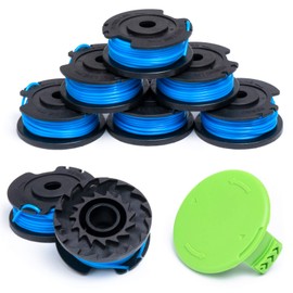 8 Pack Weed Eater String Replacement for Greenworks 20V, 40V Single Line Cordless Trimmers, Plus 1 Cap